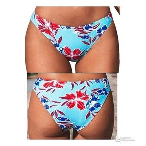 Cupshe Floral Print Low Rise Bikini Swimsuit Bottoms Womens Size L